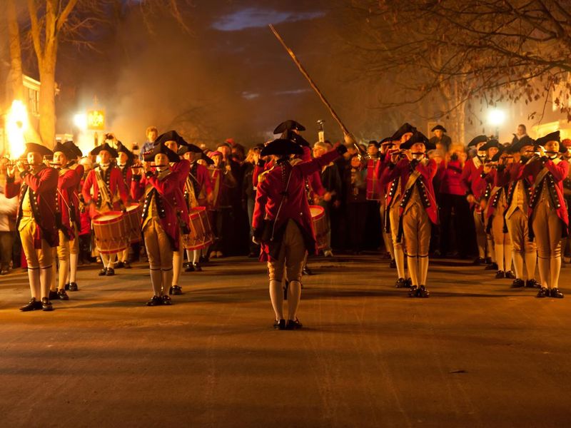 Marching soldiers in Colonial Williamsburg