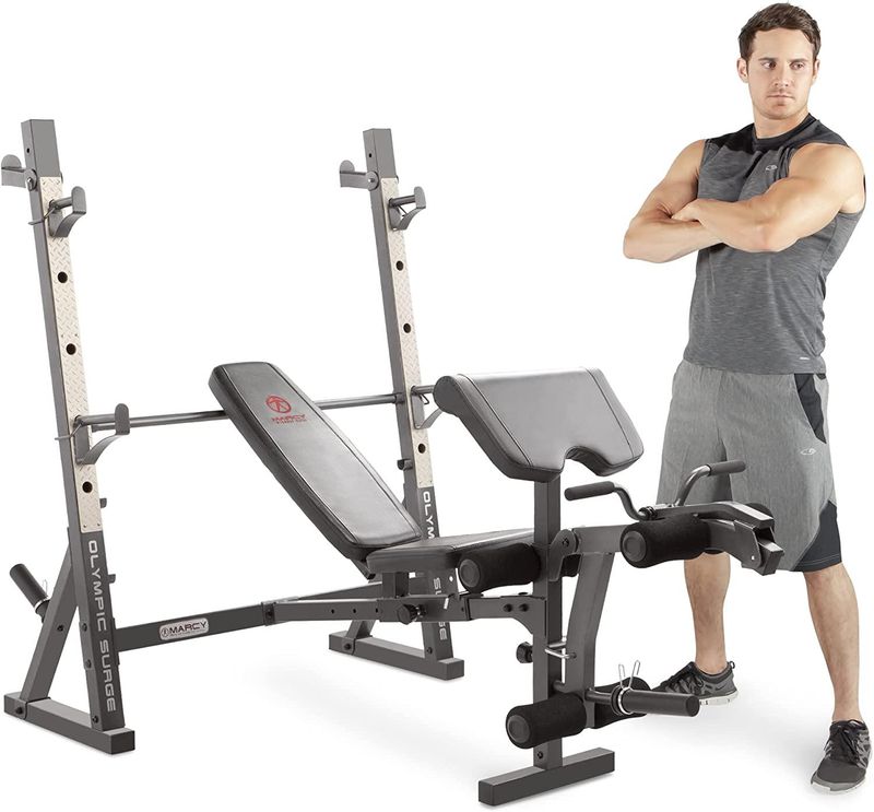 Marcy Olympic Weight Bench with Preacher Curl Pad and Leg Developer for Full-Body Workout