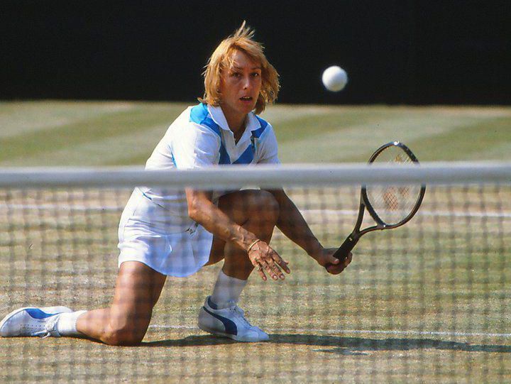 Martina Navratilova playing at Wimbledon