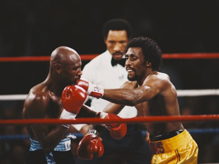 Marvin Hagler and Thomas Hearns in action