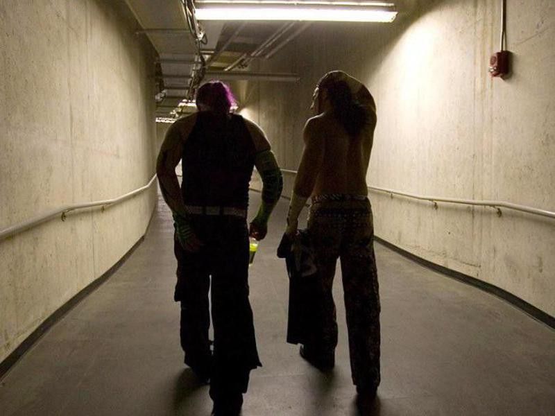 Matt and Jeff Hardy walking in tunnel