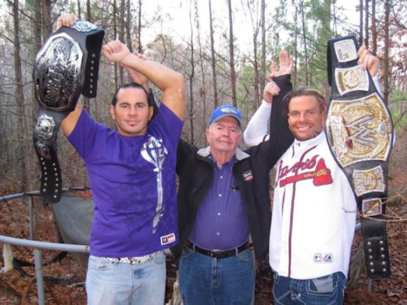 Matt and Jeff Hardy with their belts