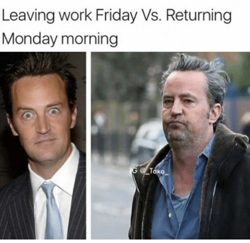 Matthew Perry Friday vs. Monday meme