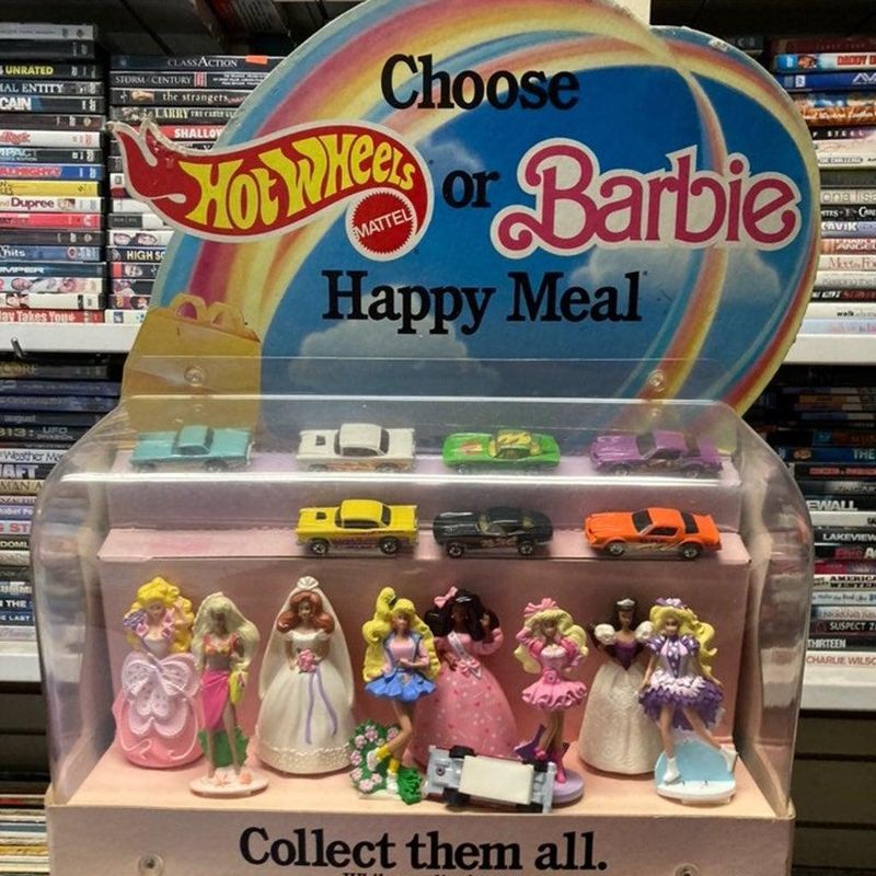 McDonalds Hot Wheels & Barbie Happy Meal Toy Prize Store Display 1991