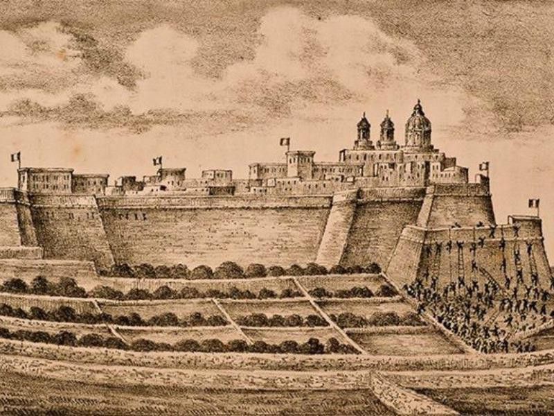 Mdina, Malta historic illustration