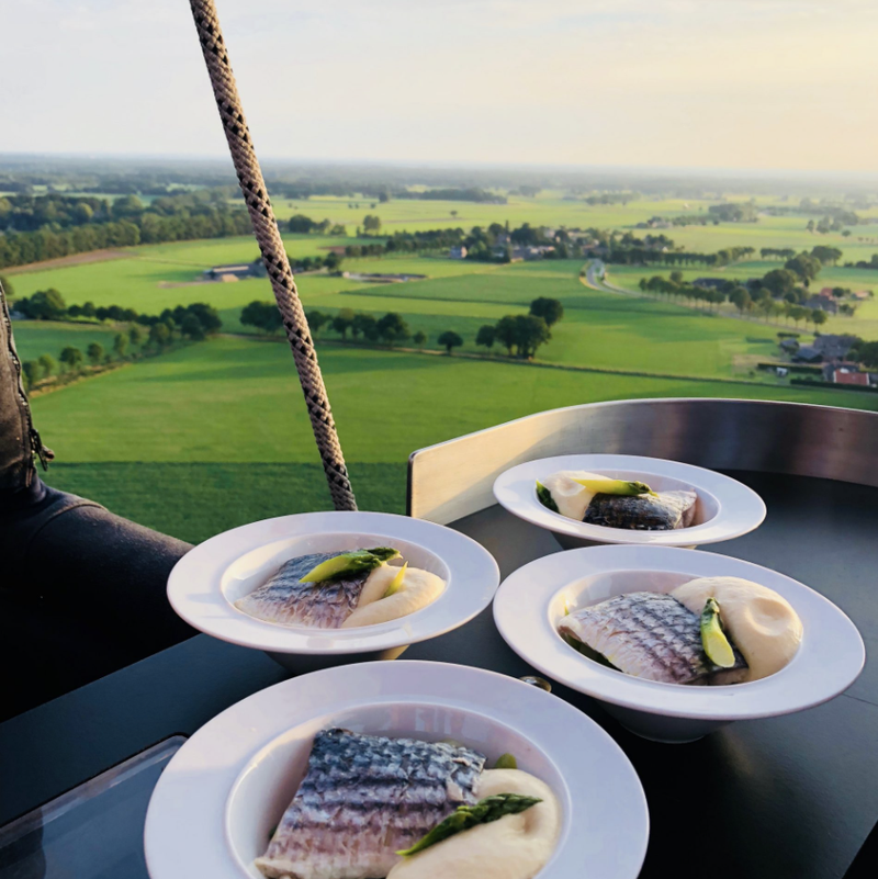 Meal on a hot air balloon