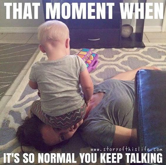 Meme: Baby sitting on mom's head