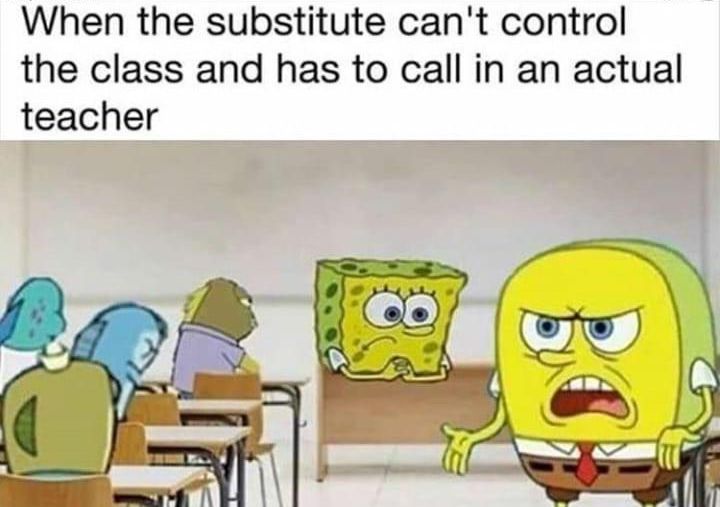 Meme: What it's like having a substitute teacher