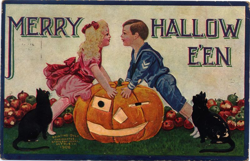 Merry Halloween vintage postcard from 1908