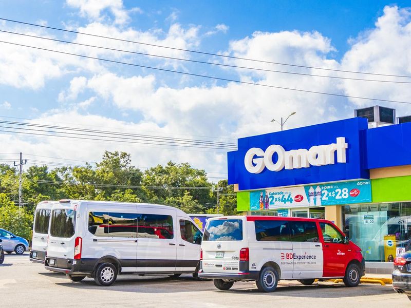 Mexican GOmart shop store at Gulf petrol gas station Mexico.