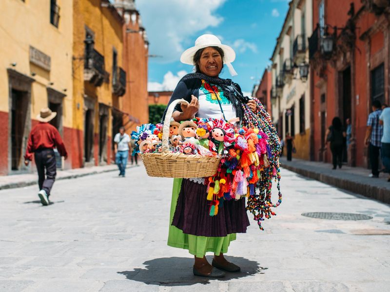 Mexican woman selling goods in Mexico, one of the friendliest countries in the world