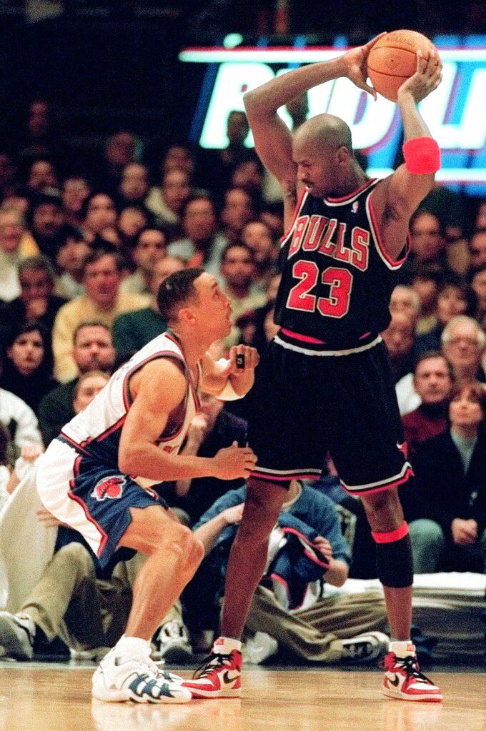 Michael Jordan in the Air Jordan I in 1998.