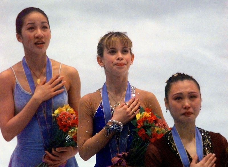 Michelle Kwan, Tara Lipinski, Lu Chen at 1998 Winter Olympics in Nagano, Japan