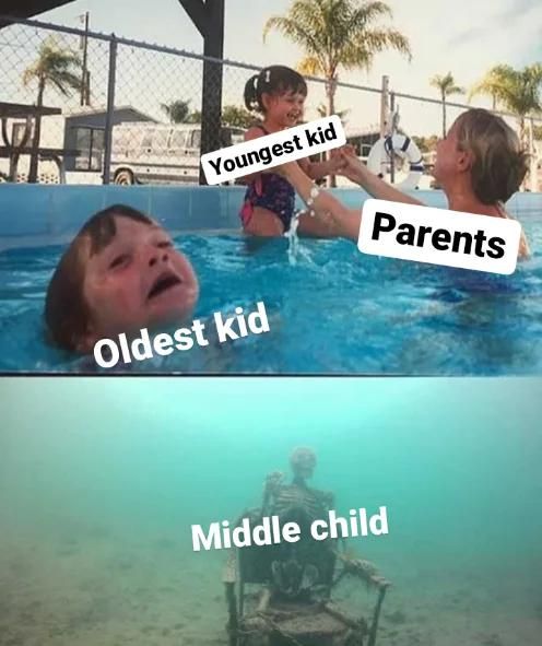 Middle child in the pool meme