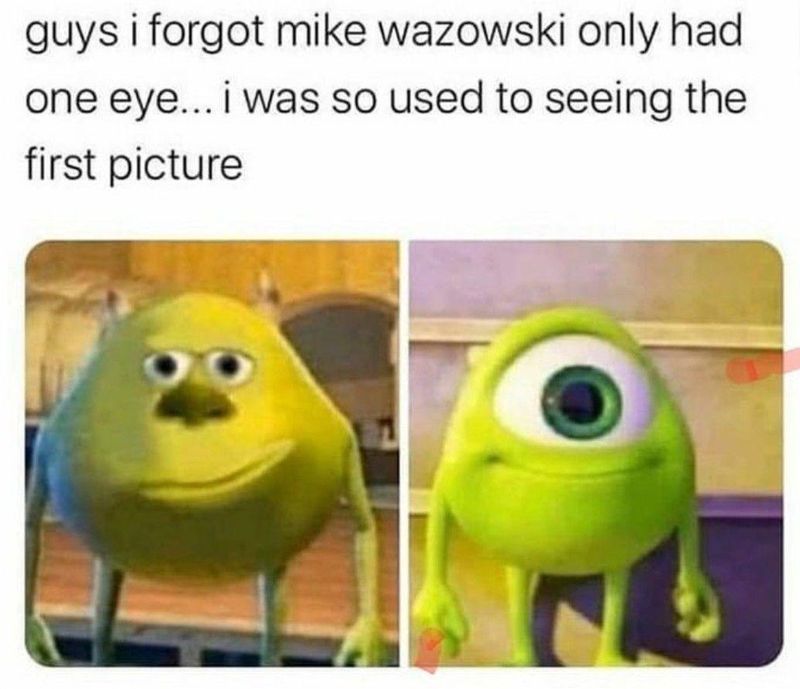 Mike Wazowski with one eye vs. two