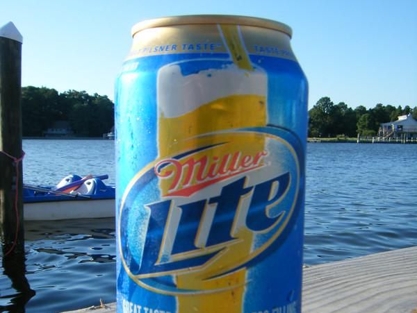 Miller Lite can by sea