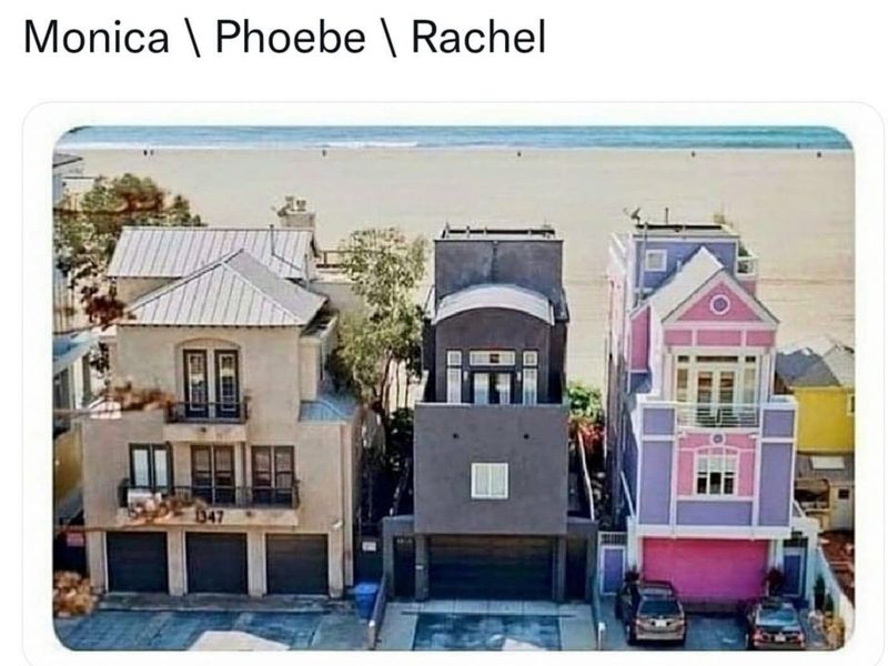 Monica, Phoebe and Rachel as houses