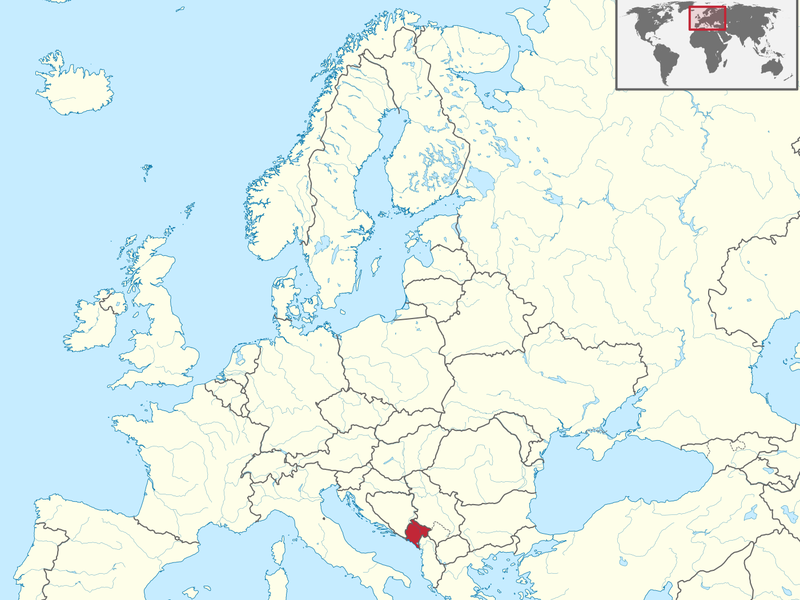 Montenegro on map