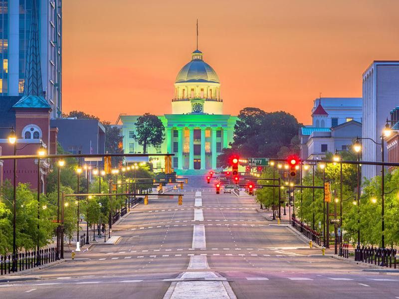 montgomery capitol at sunset