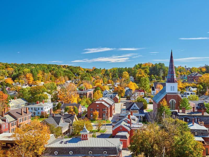 Montpelier town in autumn, Vermont