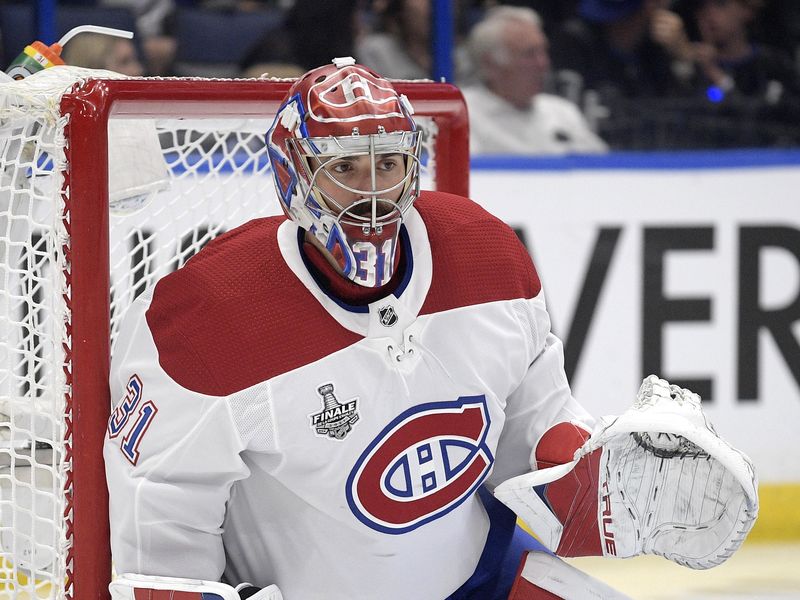 Montreal Canadiens goaltender Carey Price follows play