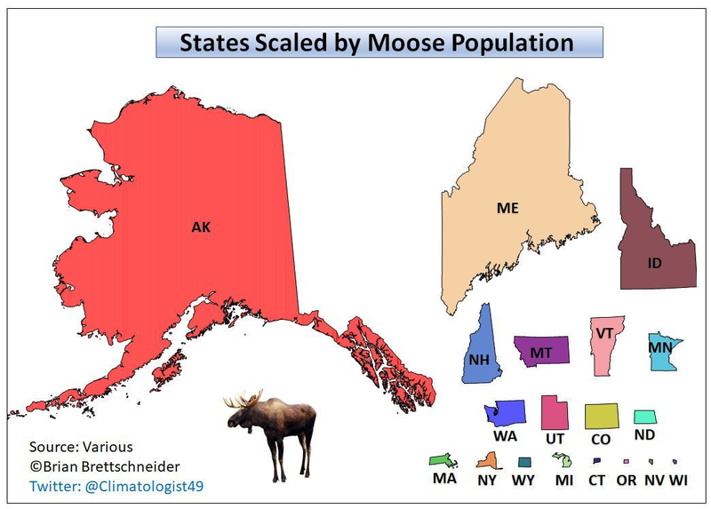 Moose population map for USA