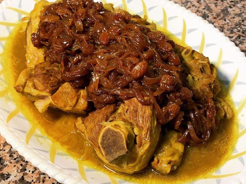 Moroccan tfaya over meat