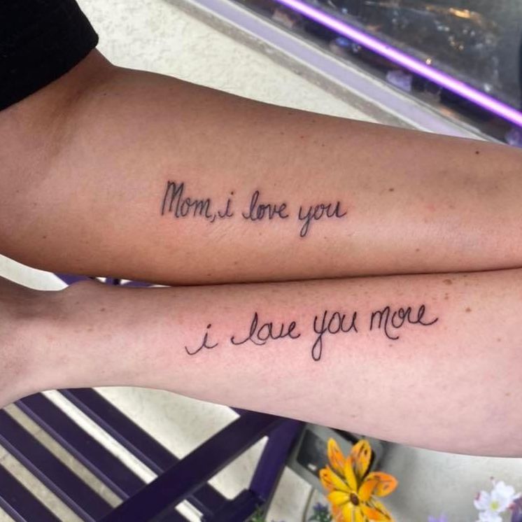 Mother Daughter handwriting tattoo