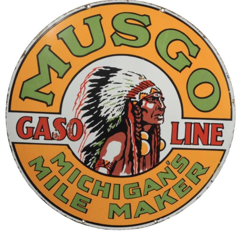Musgo Gasoline advertising sign