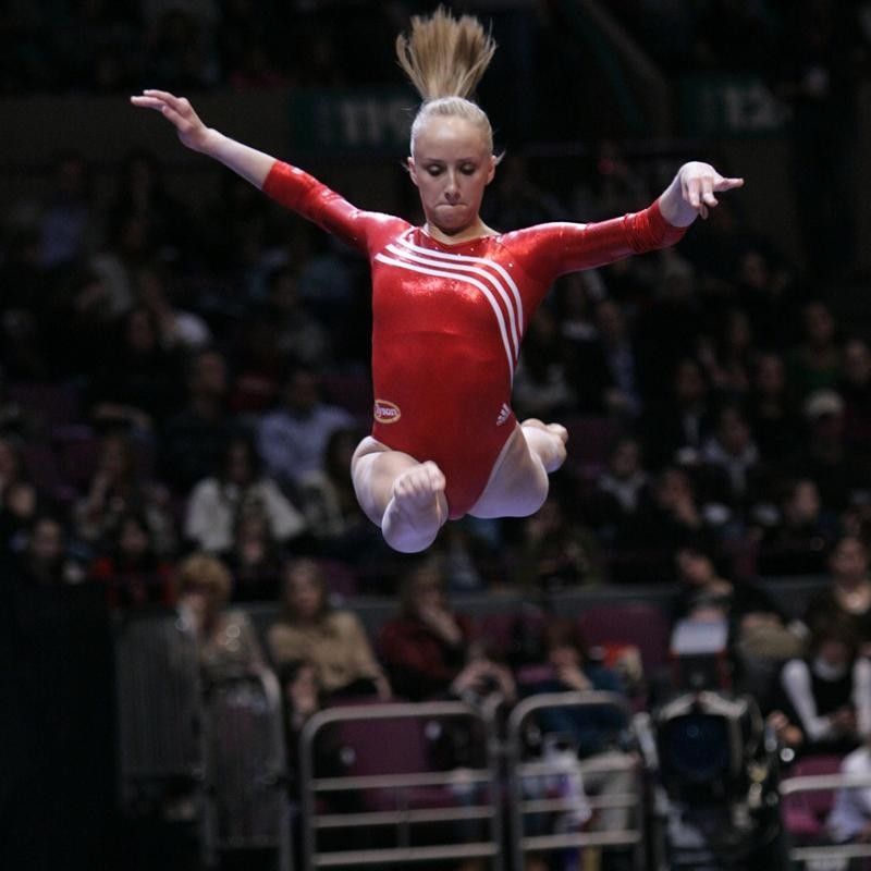 Nastia Liukin competes in balance beam event during American cup gymnastics competition
