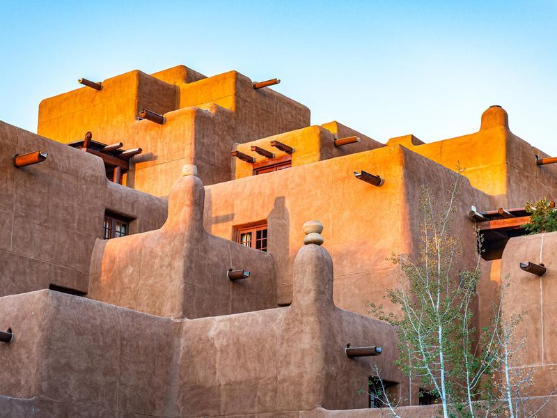 Native American Pueblo facade, detail, Santa Fe, New Mexico, USA