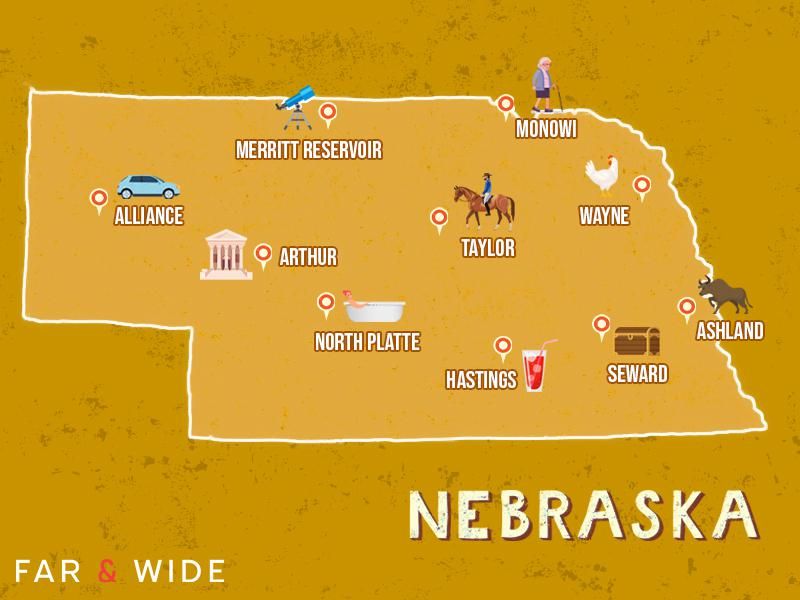 Nebraska map of cool things to do