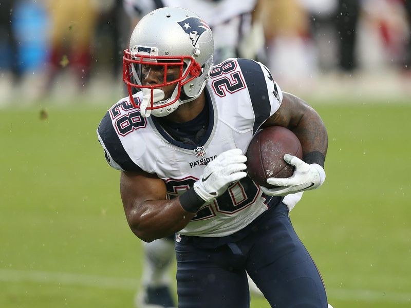 New England Patriots running back James White in action