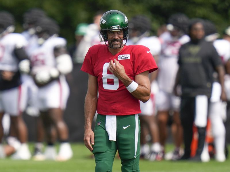 New York Jets quarterback Aaron Rodgers at training camp