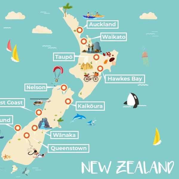 Most Thrilling Things to Do in New Zealand, Mapped