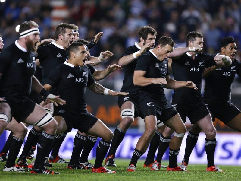 New Zealand's All Blacks perform a haka dance