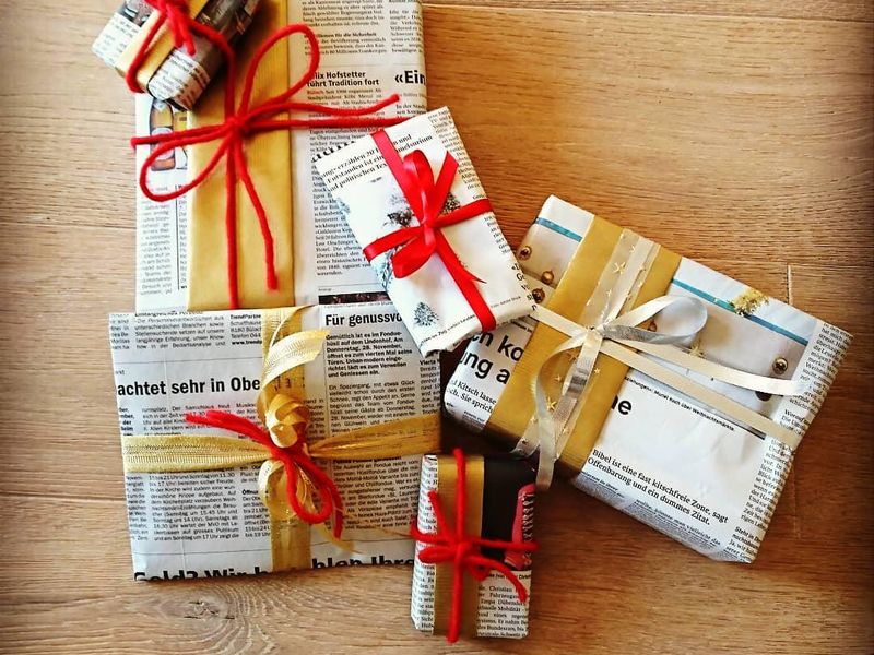 Newspaper gift wrap