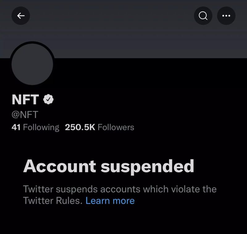 NFT Twitter account suspended