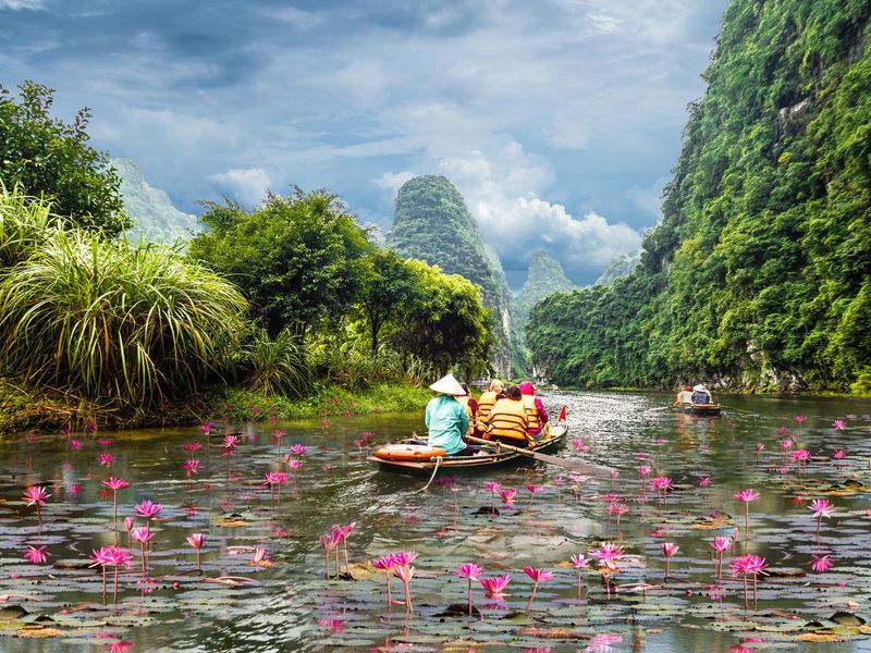 Ninh Bình in Vietnam on canoes