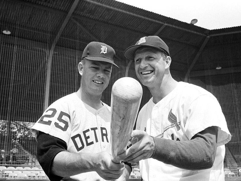 Norm Cash, left, of the Detroit Tigers and Stan Musial of the St. Louis Cardinals