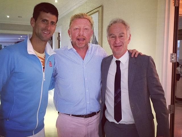 Novak Djokovic, Boris Becker and John McEnroe