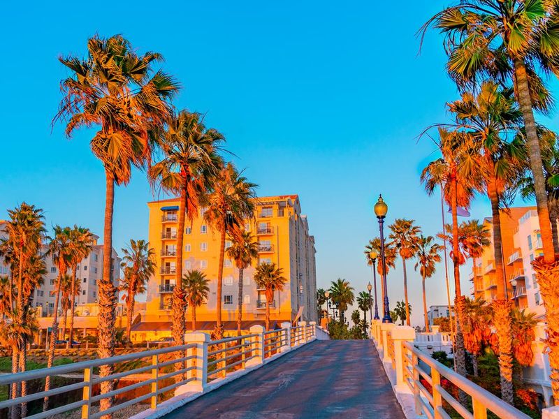 Oceanside Pier's walkway leads to the downtown district of Oceanside, California