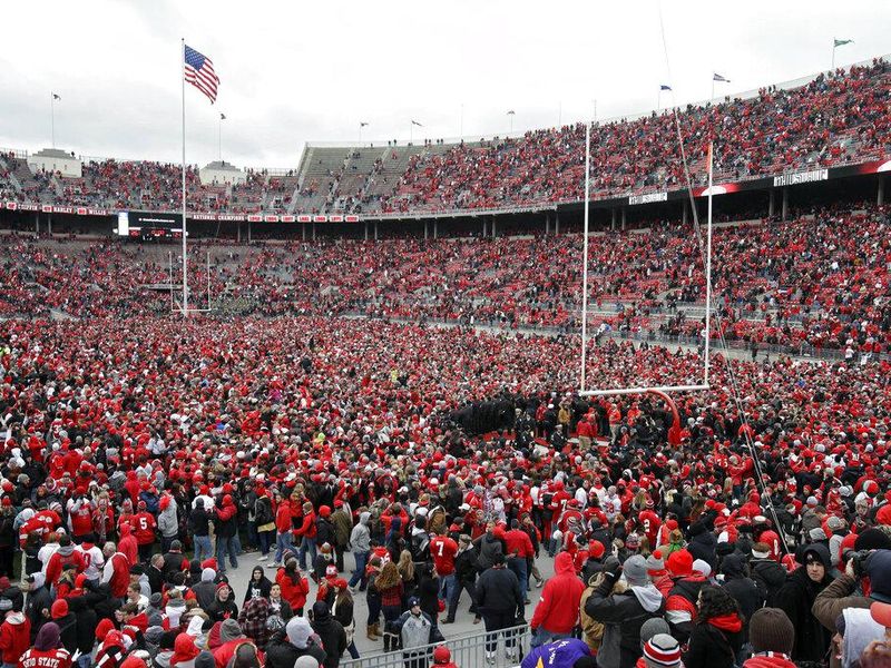 Ohio State fans rush the field at Ohio Stadium