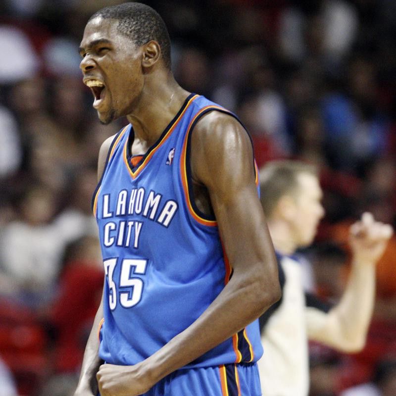 Oklahoma City Thunder's Kevin Durant after making two-point shot