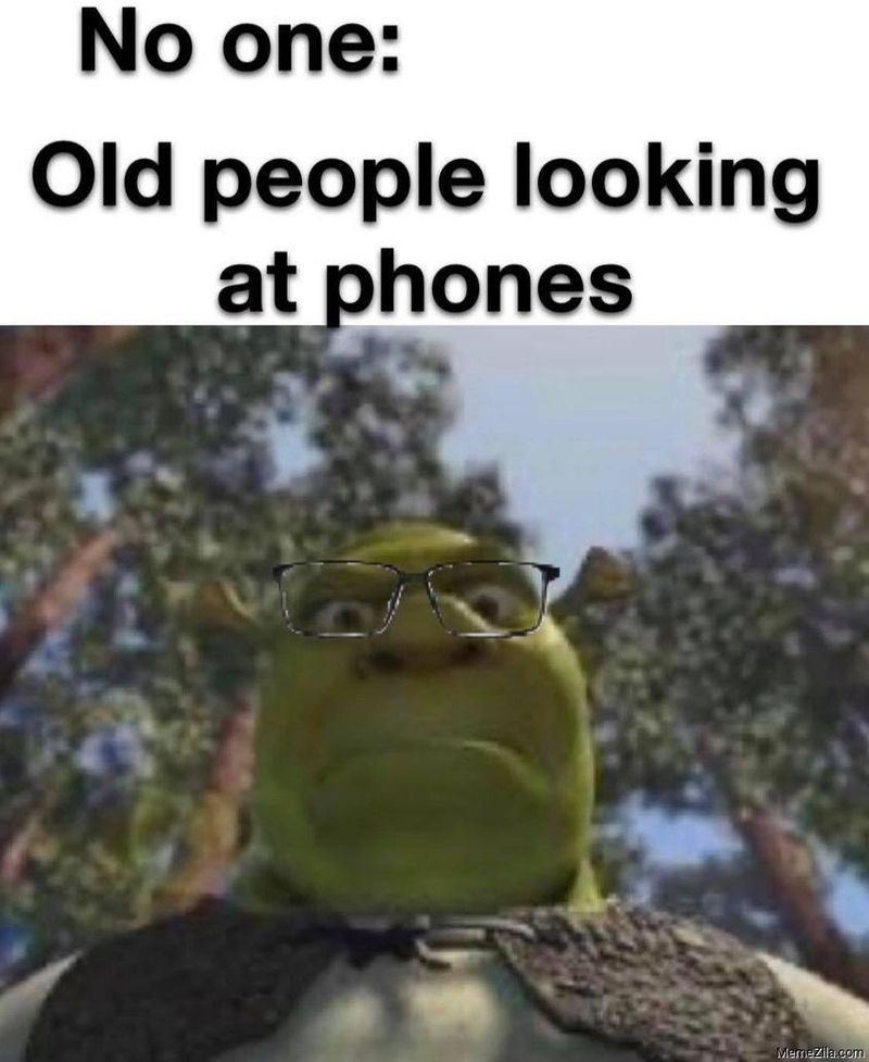 Old people looking at phones