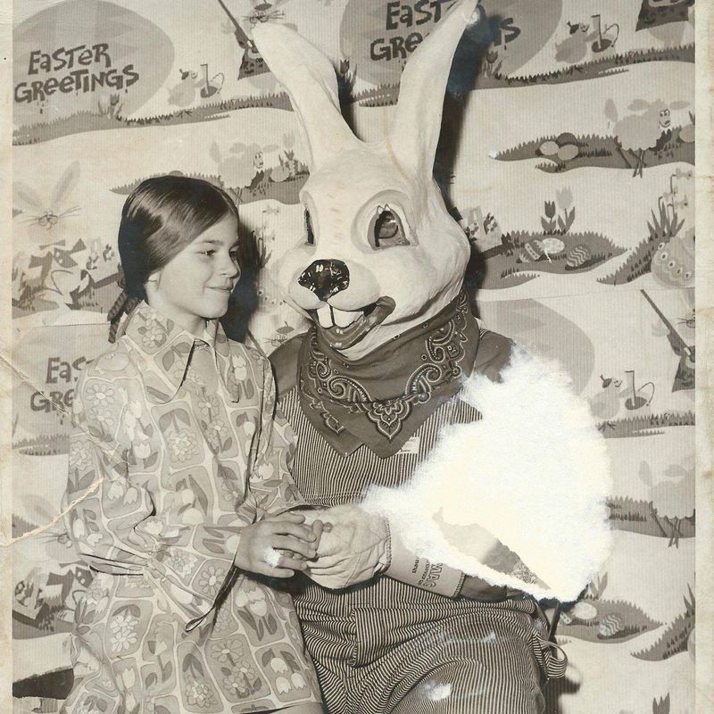 On the Easter Bunny's lap