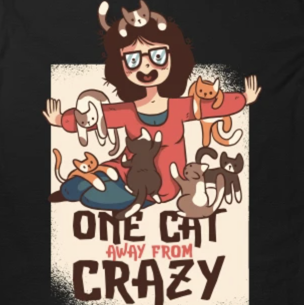 One cat away from crazy funny cat lady shirt