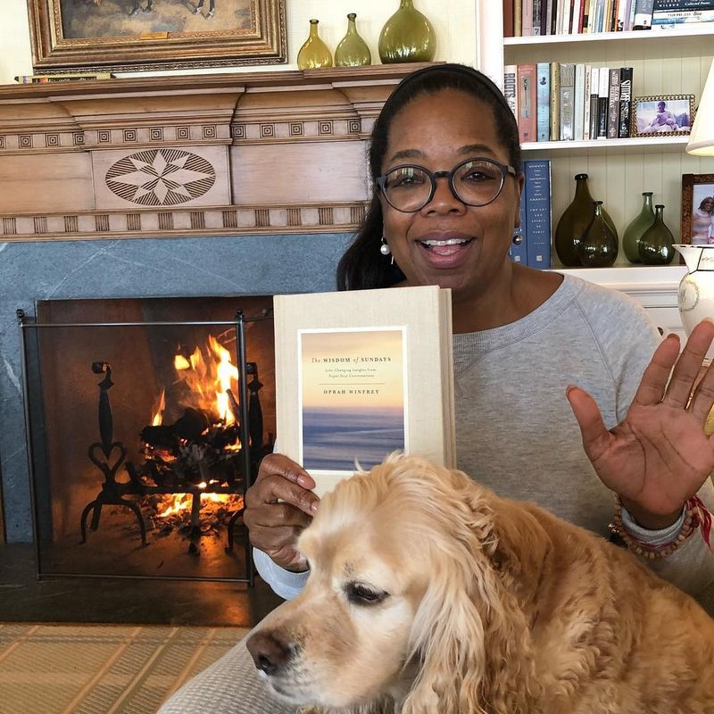 Oprah at home with her dog