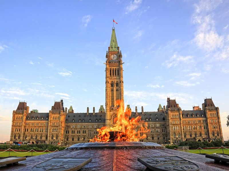 Ottawa Parliament Hill with Centennial Flame