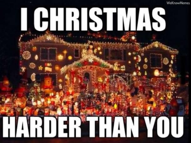 Over the top Christmas lights meme